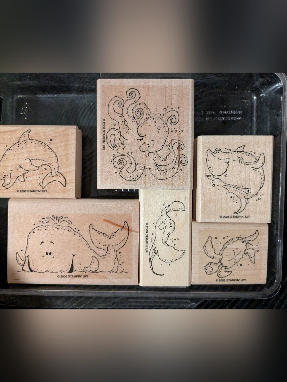 Stampin Up Ocean Animals Theme Whale Dolphin Stamp Set Card Craft Retired 2006